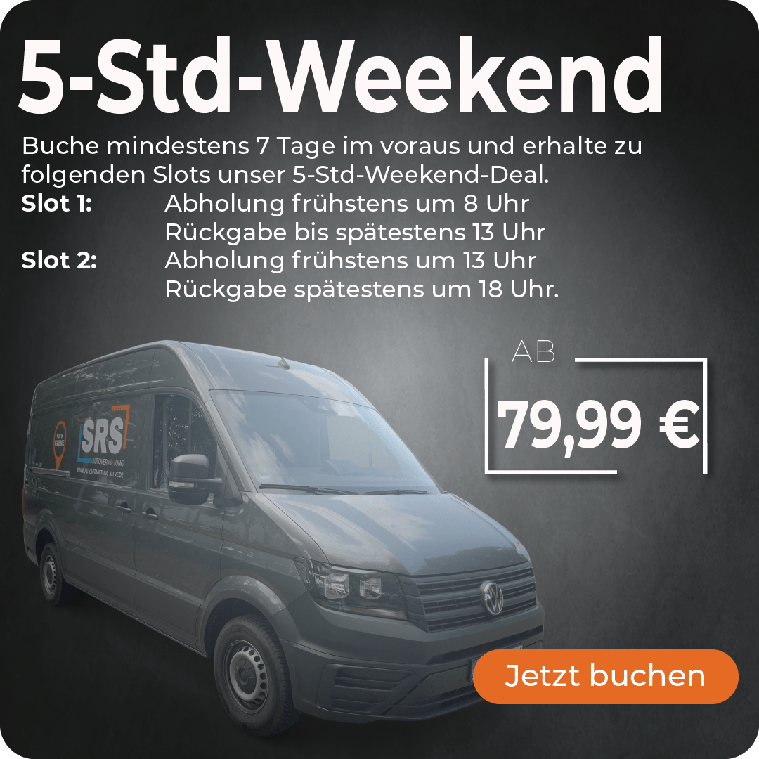 SRS Autovermietung 5 Stunden Weekend Deal